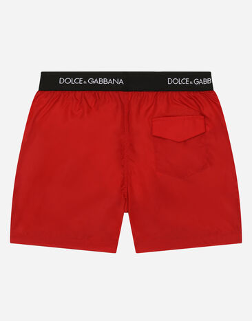 Dolce & Gabbana Nylon swim trunks with branded elastic Bordeaux L4J831G7A6C