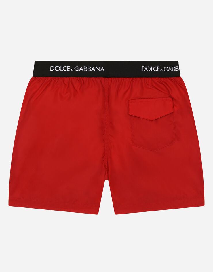 Dolce & Gabbana Nylon swim trunks with branded elastic Bordeaux L4J831G7A6C