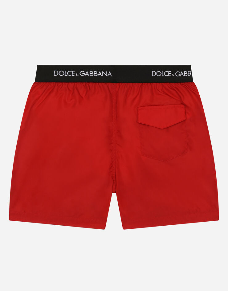 Dolce & Gabbana Boxer da mare in nylon con elastico logo Bordeaux L4J831G7A6C