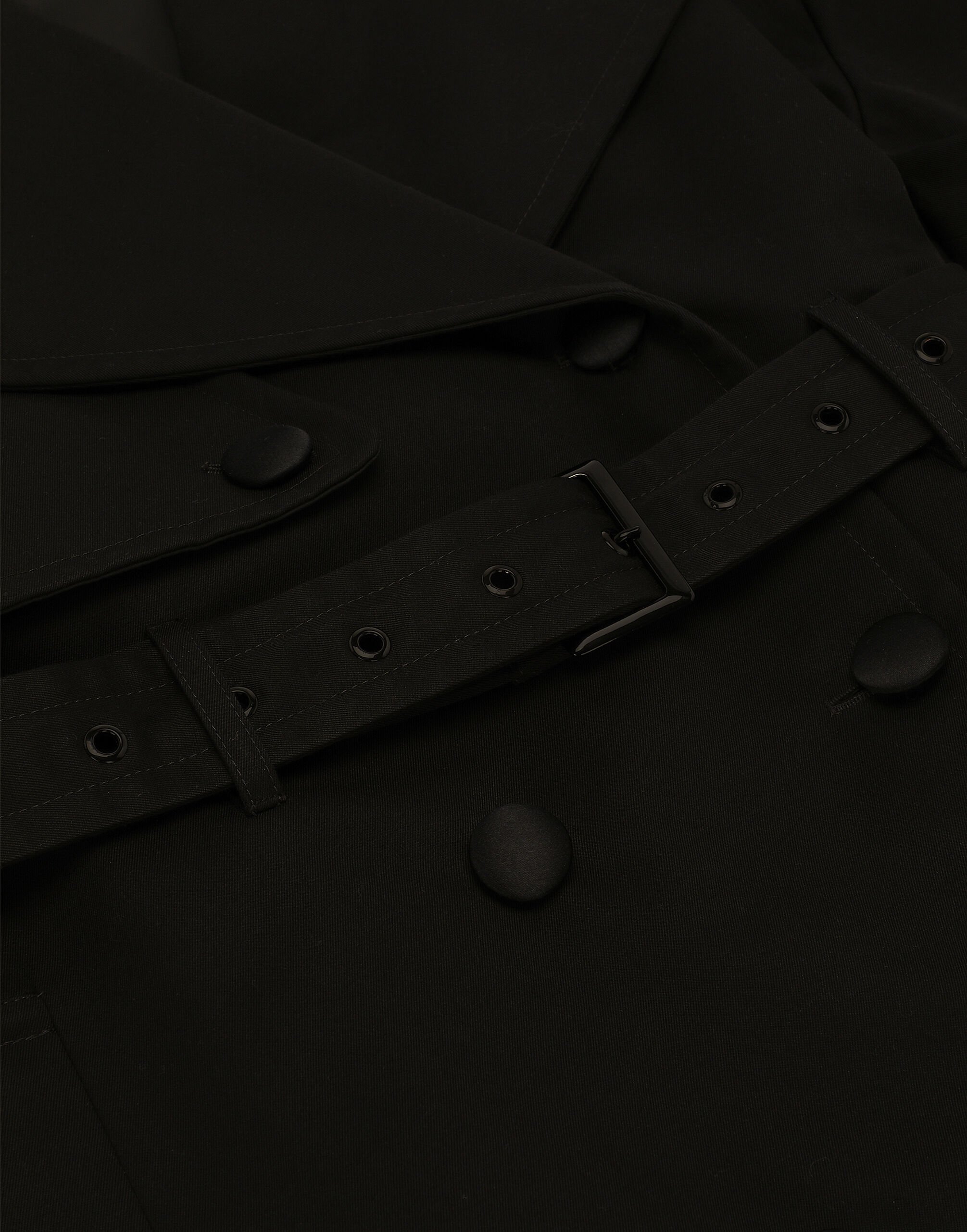 Double-breasted jacket with cotton belt in Black for Women