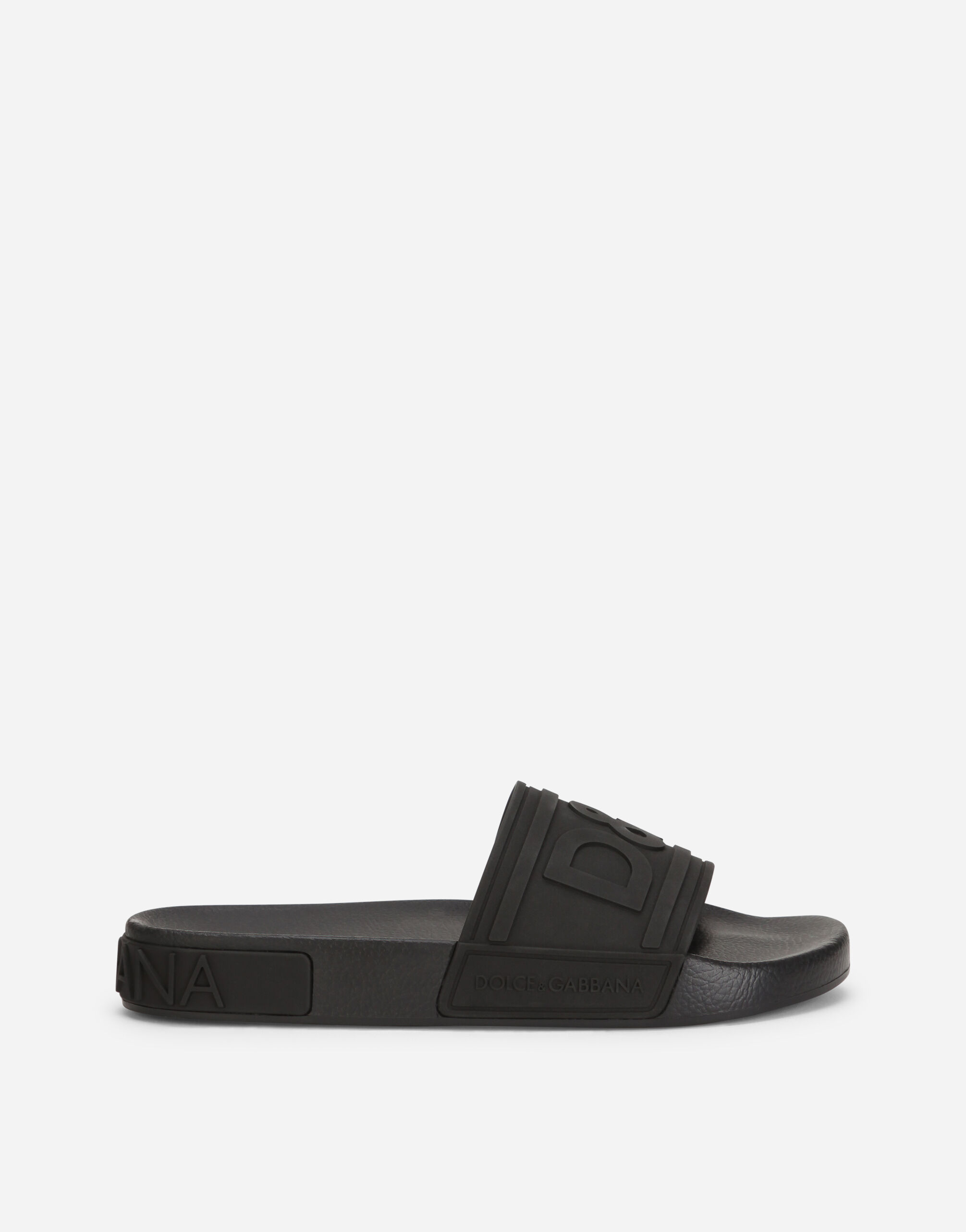 Rubber beachwear slides with DG logo in BLACK for for Women
