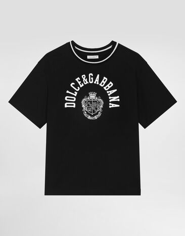 Dolce & Gabbana Jersey t-shirt with print Black L4JTHVG7PTO