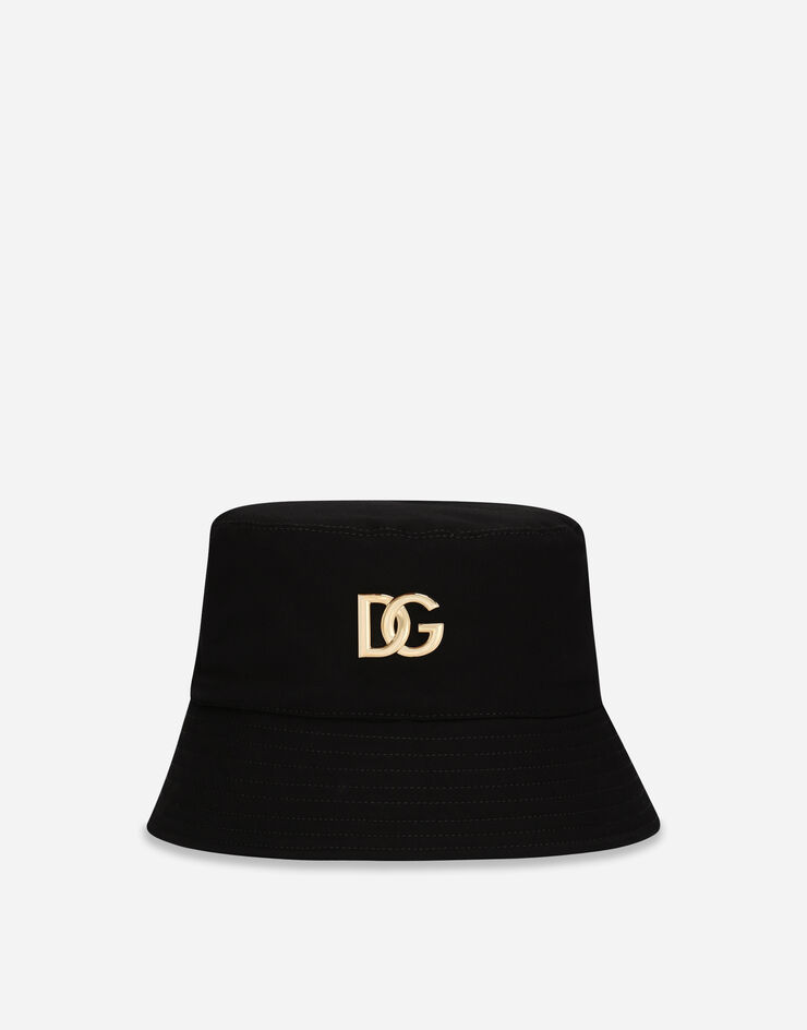 Dolce & Gabbana Stretch cotton bucket hat with patch Black GH701AGF089