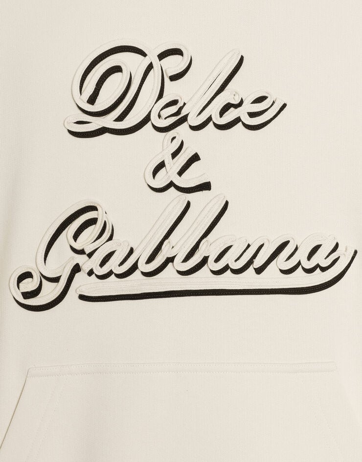 Dolce & Gabbana Felpa con cappuccio e ricamo Dolce & Gabbana Felpa con cappuccio e ricamo Panna G9ZU0ZG7PGA
