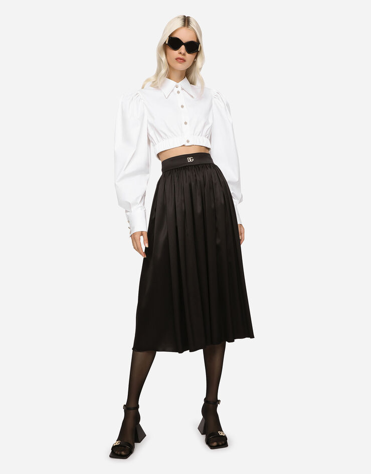 Dolce & Gabbana Poplin shirt with puff sleeves White F5Q66TFUEEE