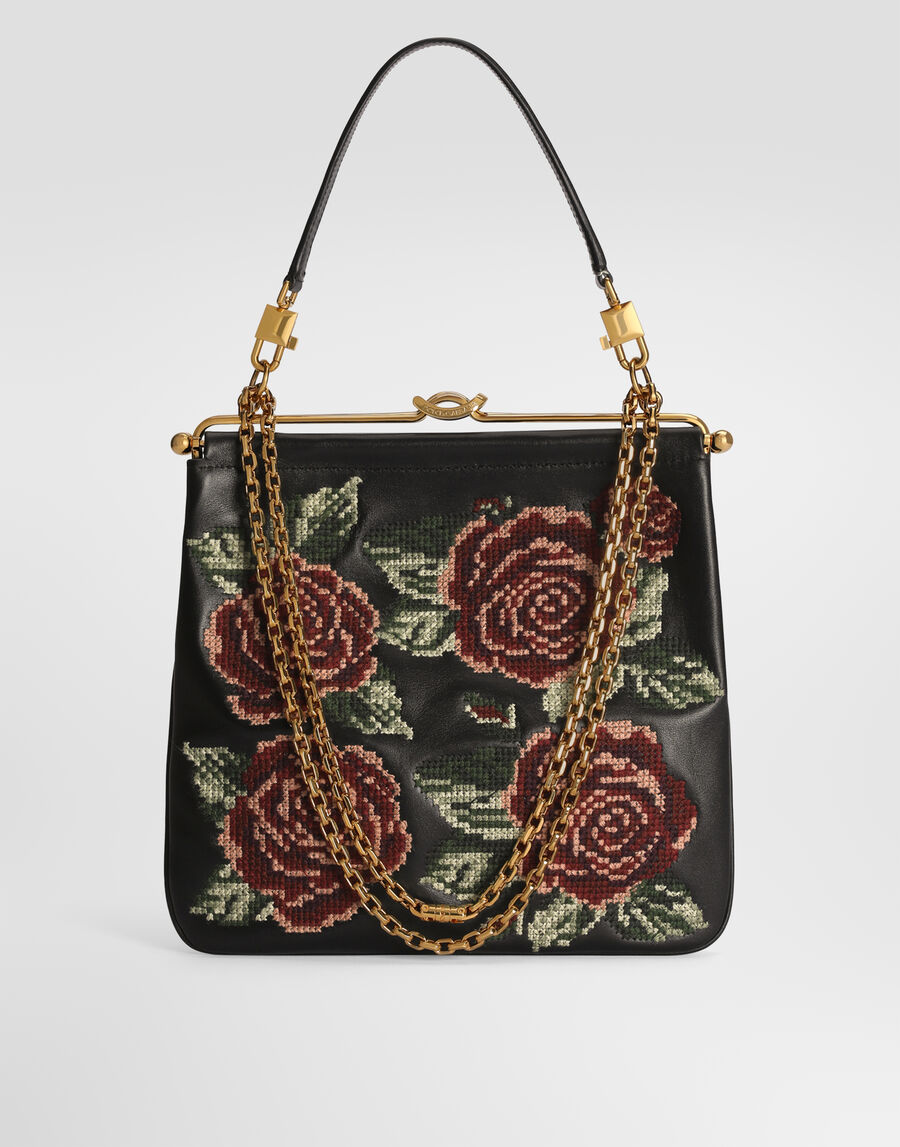 Dina shoulder and crossbody bag with fine stitch embroidery