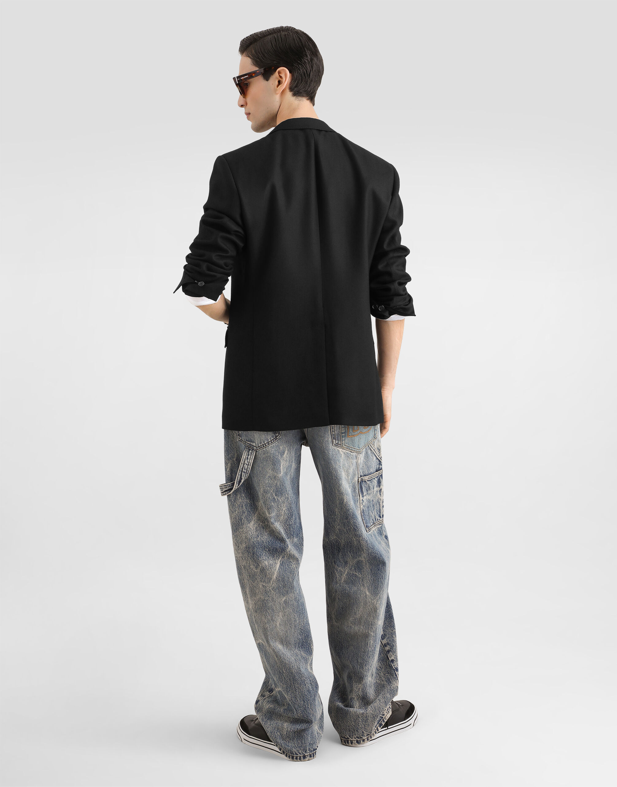 Sicilia light single-breasted viscose jacket in Black for Men