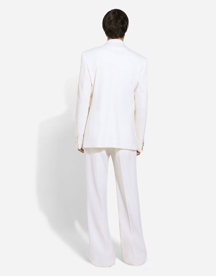 Dolce & Gabbana Pantalone gamba dritta in lana stretch Bianco GYZMHTFUBGG