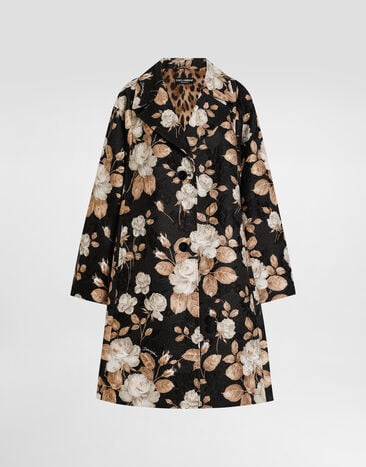 Dolce & Gabbana Abrigo de botonadura sencilla con estampado de rosas retro Imprima F0W3RTFSTBR