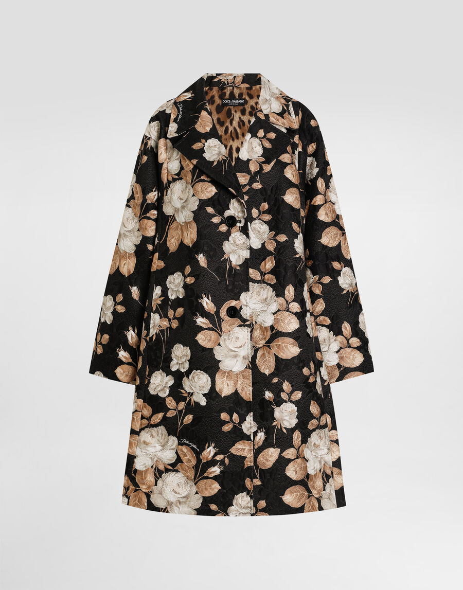 Vintage rose-print single-breasted coat