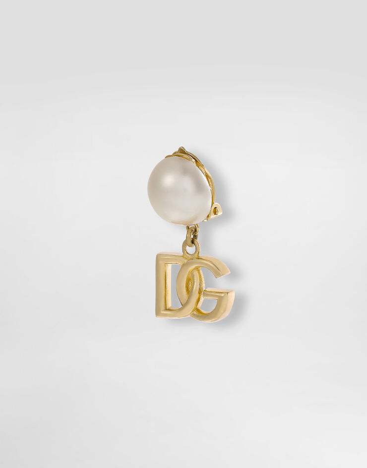 Dolce & Gabbana Earrings with DG logo and pearl Gold WEO2N1W1111