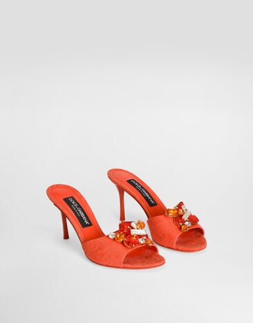 Dolce & Gabbana Brocade mules with embroidery Multicolor CR1958A9AA2