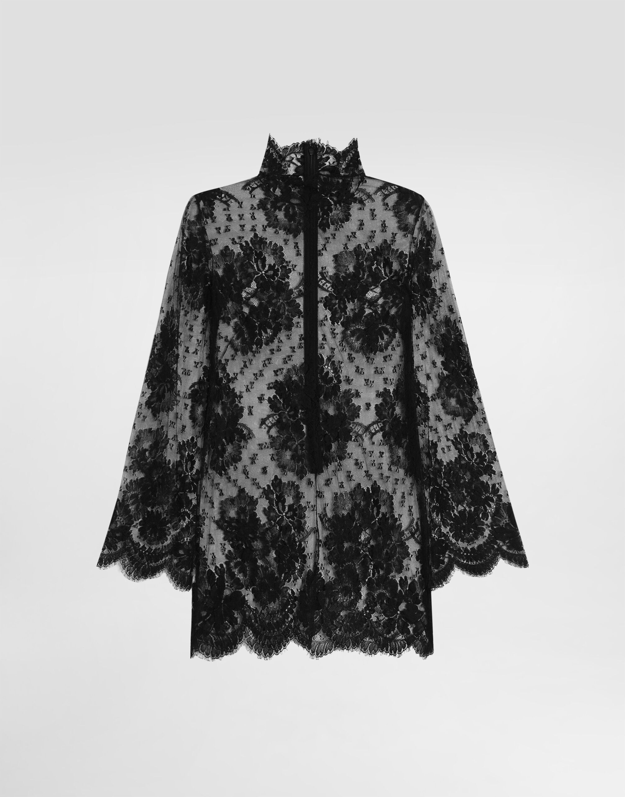 Lace dress with high neck in Black for Women | Dolce&Gabbana® US