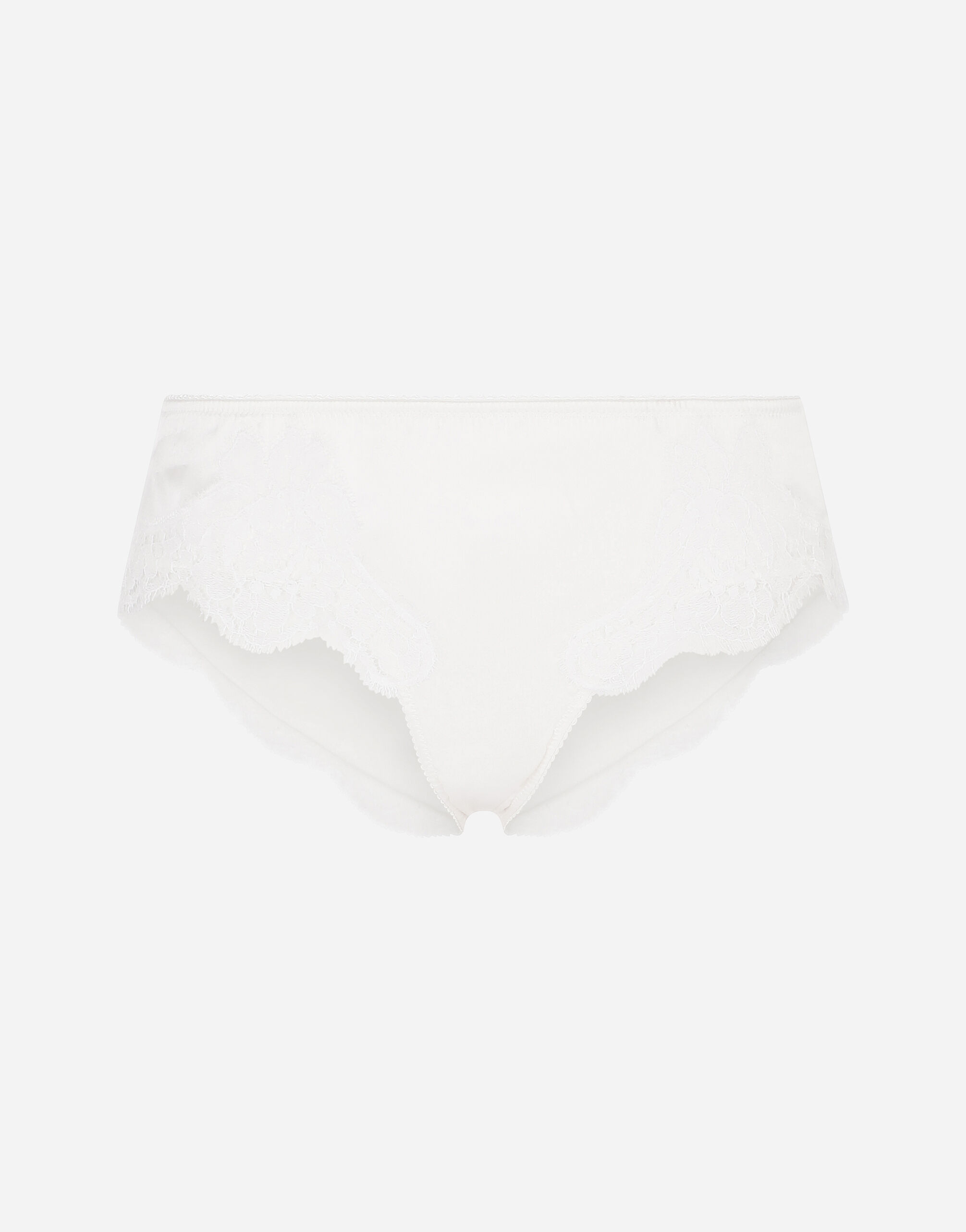 Dolce & Gabbana Satin briefs with lace detailing White O1G24TONQ79