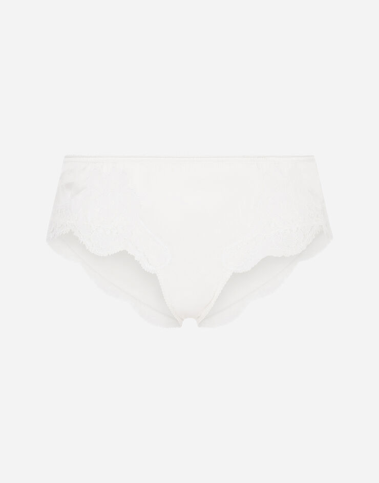 Dolce & Gabbana Satin briefs with lace detailing White O2A02TFUAD8