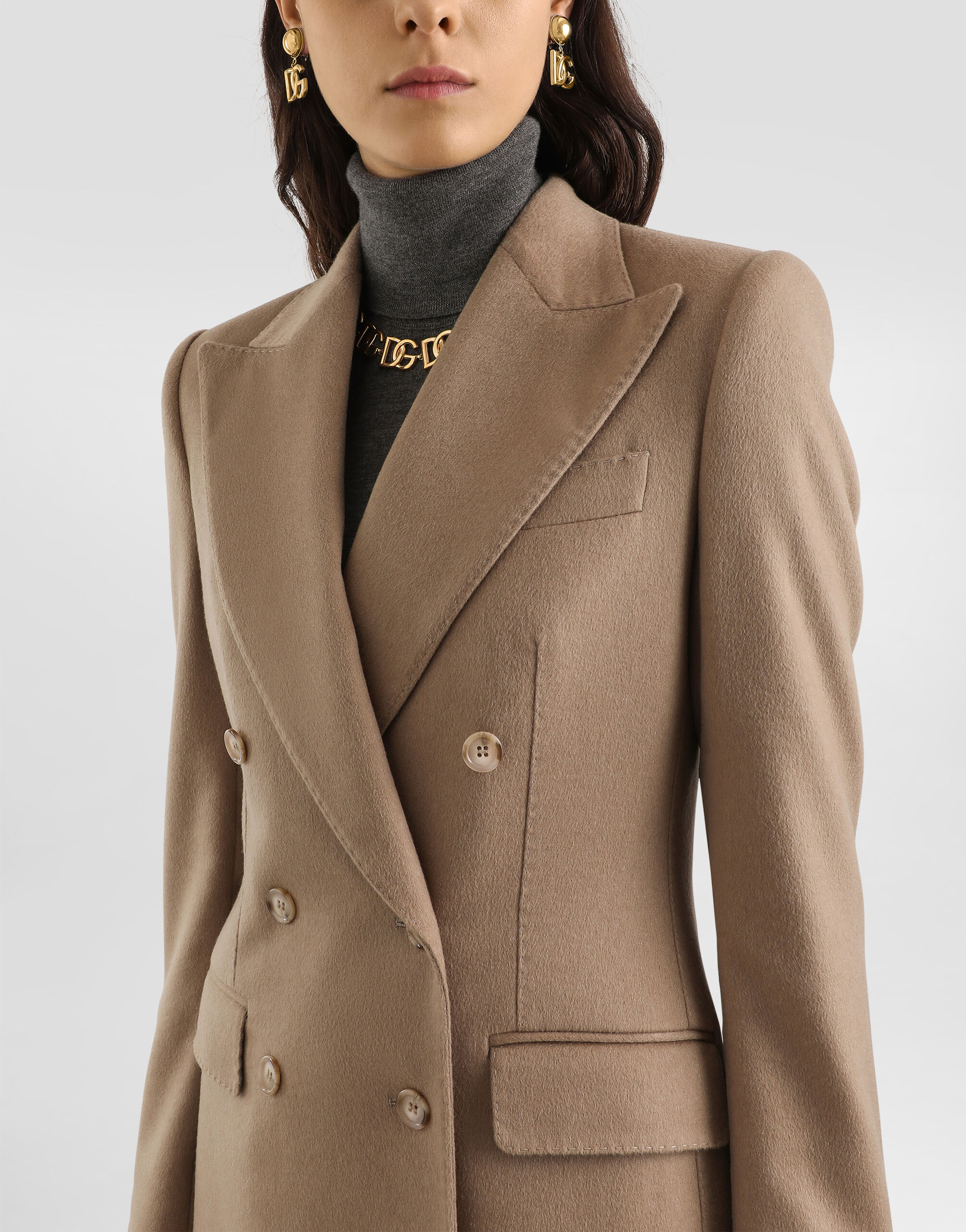 ブラウンのウィメンズ Double-breasted jacket in cashmere drap