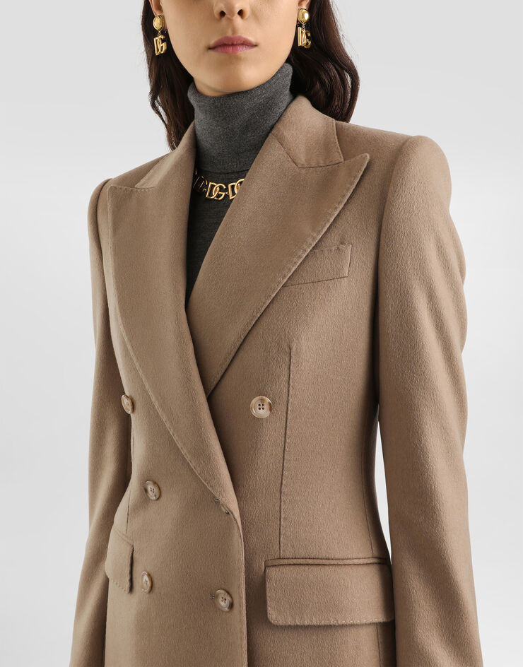 Dolce & Gabbana Double-breasted jacket in cashmere drap Brown F29KKTFU2AX