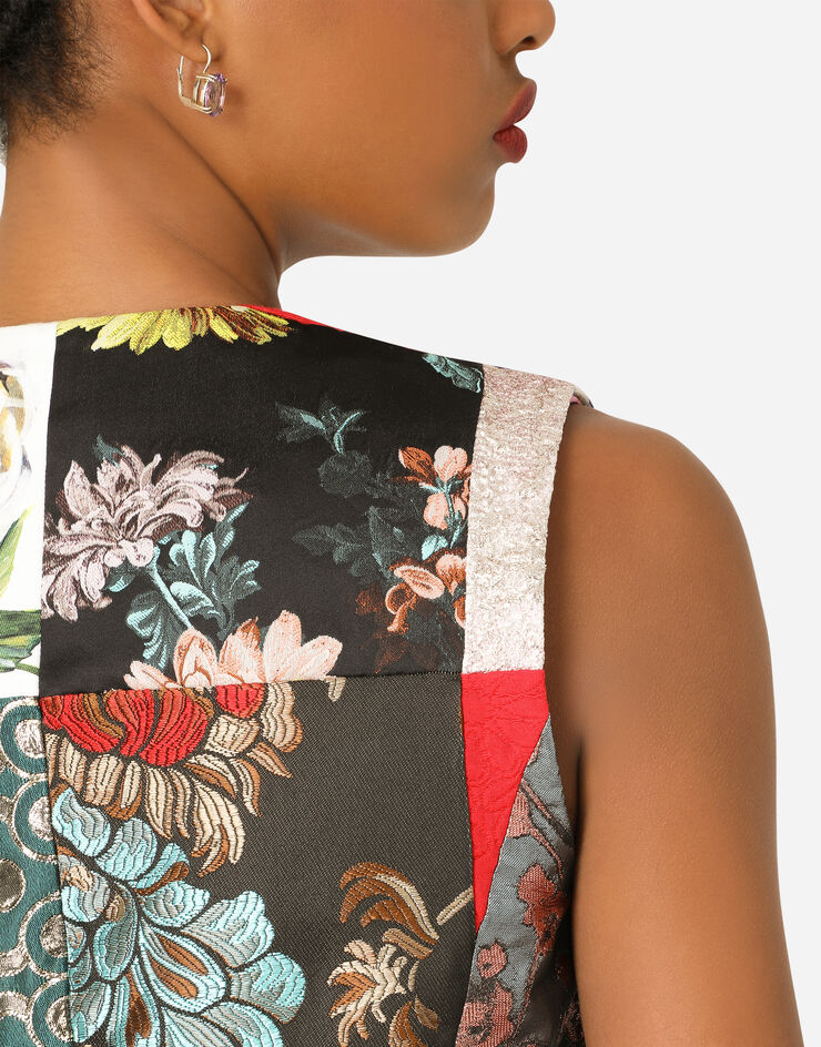 Dolce & Gabbana Patchwork brocade and drill jacquard vest BLUE F79X9TGDX78