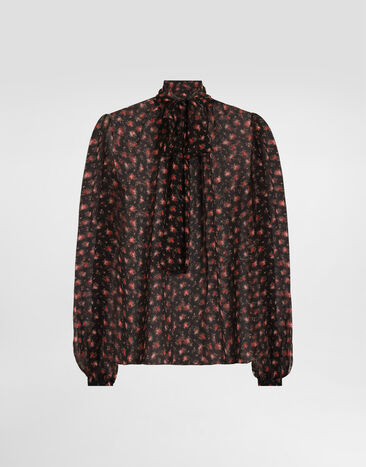 Dolce & Gabbana Small rose-print chiffon top Multicolor F7BJ2TIS10I