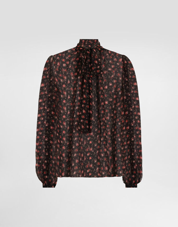 Dolce & Gabbana Small rose-print chiffon top Multicolor F7BJ2TIS10I