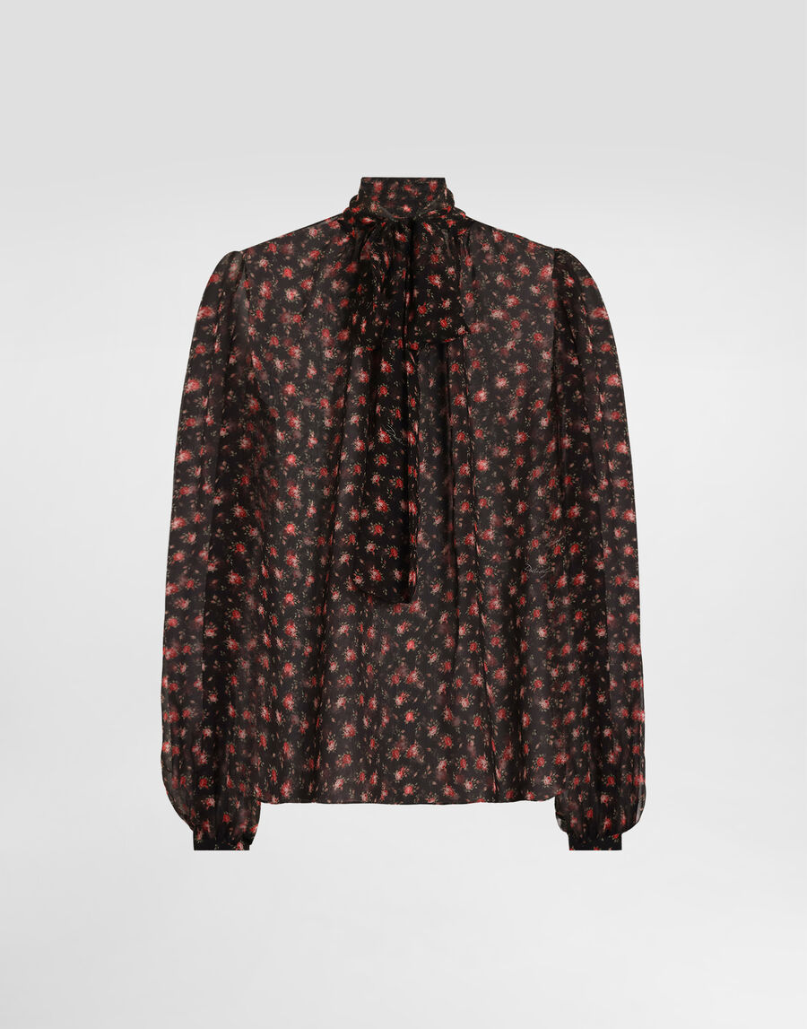 Small rose-print chiffon top