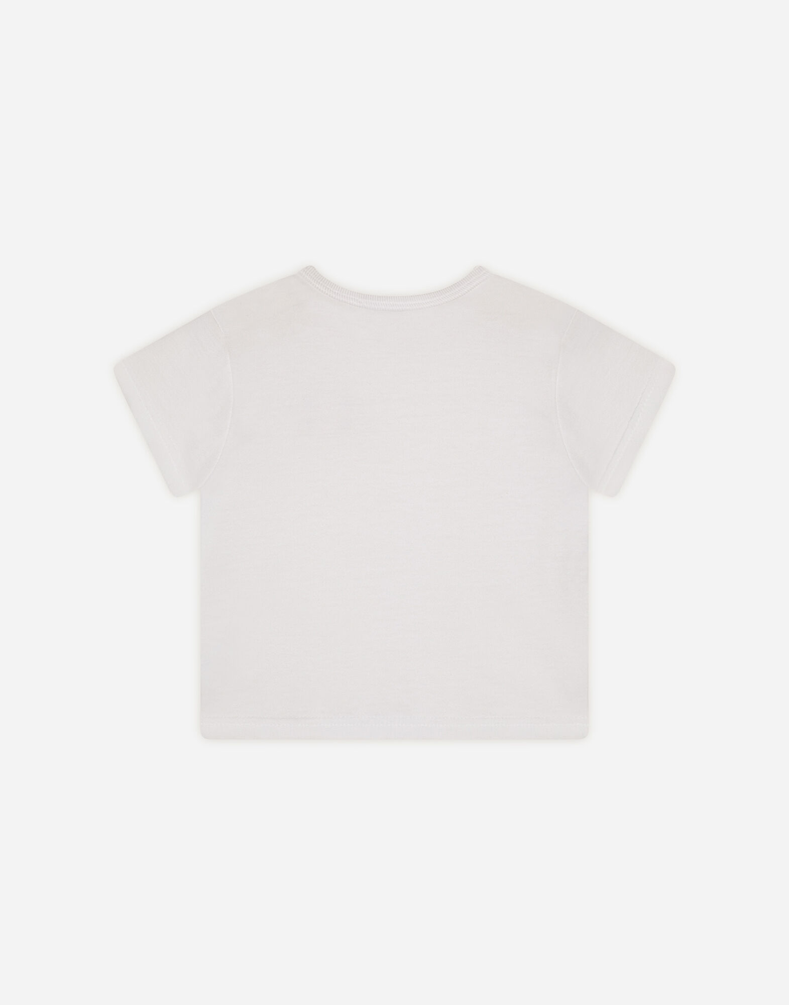 Dolce & Gabbana ロゴホワイトコットンクルーネック半袖Tシャツ Cotton jersey T-shirt with majolica-print DG logo patch in