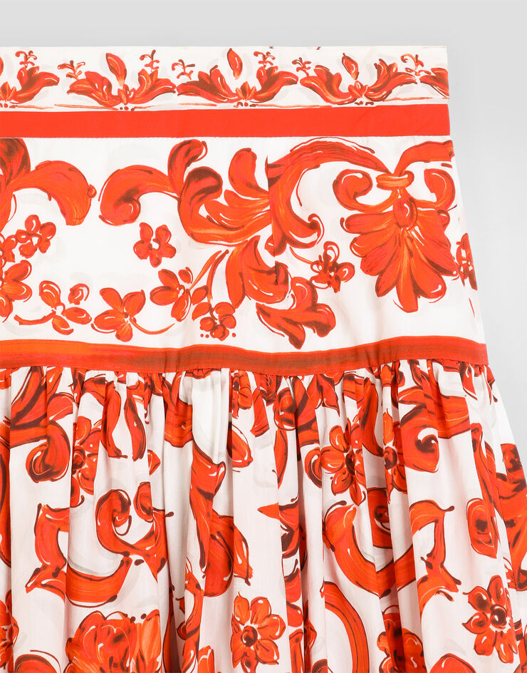 Dolce & Gabbana Majolica-print poplin skirt Multicolor L56I02G7P4J