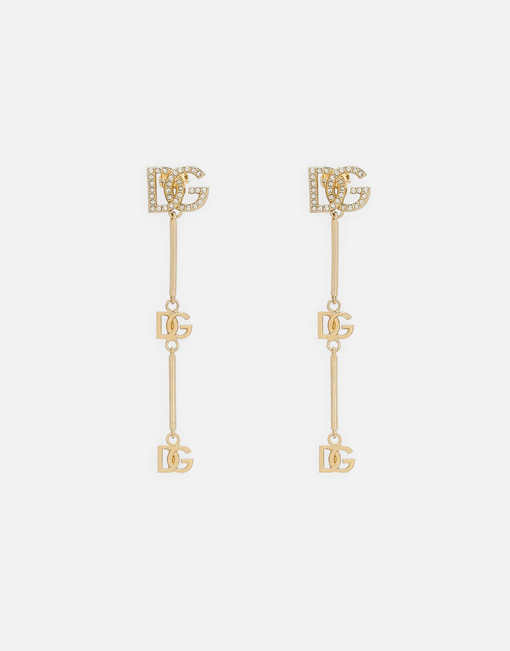 Dolce & Gabbana Long earrings with DG logo and rhinestones Gold WEQ2X2W1111