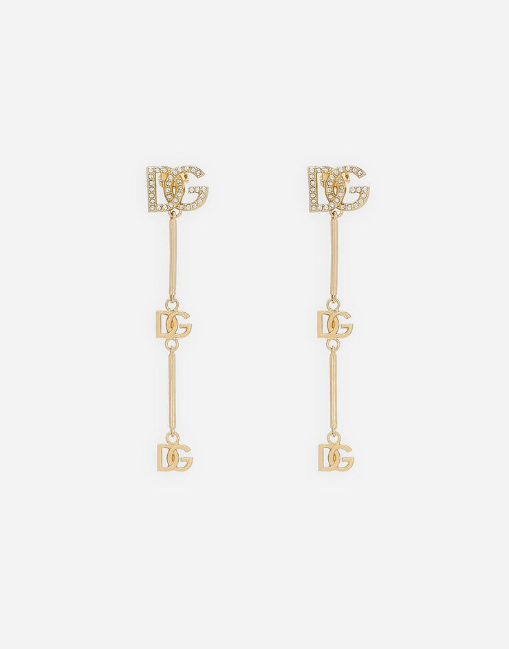 Dolce & Gabbana Boucles d’oreilles longues avec logo DG et strass Doré WEQ2X2W1111