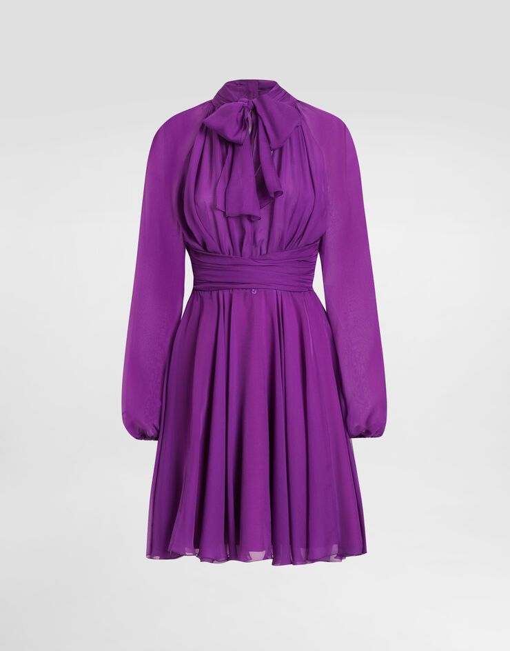 Dolce & Gabbana Chiffon dress with draping Purple F60AXTFU1AT