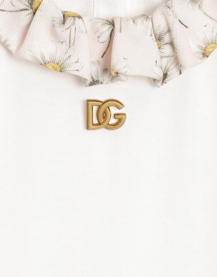 Dolce & Gabbana Jerseyt-shirt with flower print and DG logo White L2JTPLG7PJJ