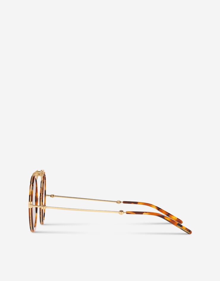Dolce & Gabbana نظارة شمسية مصنوعة يدويًا DG ذهبي و هافان VG2241VM273