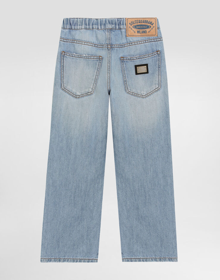Dolce & Gabbana 5-pocket denim jeans with branded tag Multicolor L42F79LDC93