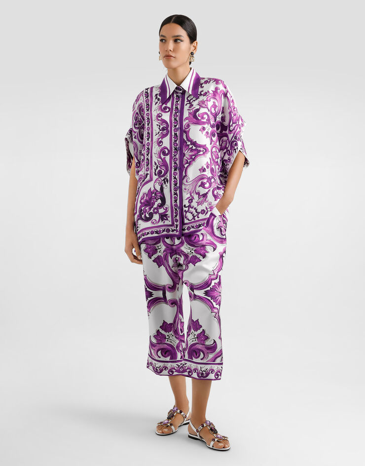 Dolce & Gabbana Majolica-print silk vanity trousers Multicolor FTDBOTHI1Y7