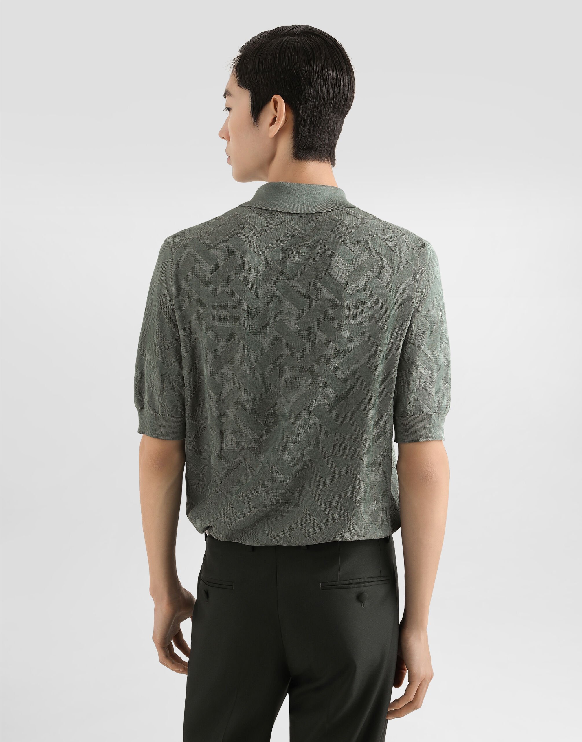 Micro-dot stitch silk polo shirt in Grey for Men | Dolce&Gabbana® US