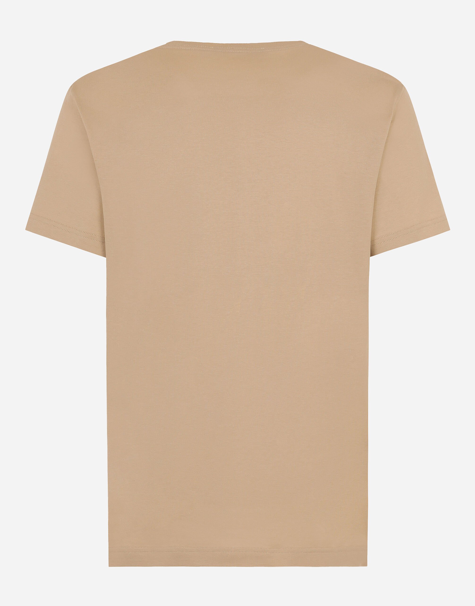 【送料&関税込】Dolce & Gabbana Cream Cotton T-shirt Short-sleeved T-shirt with DG embroidery in Beige for Men
