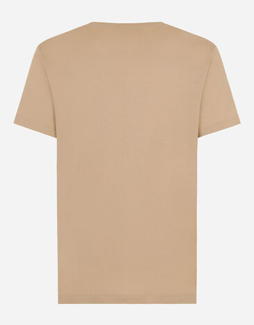 Dolce & Gabbana Short-sleeved T-shirt with DG embroidery Beige G8RN8ZG7M8X