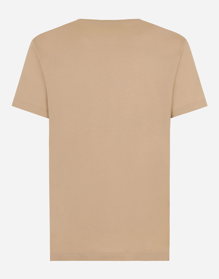 Dolce & Gabbana Kurzarm-T-Shirt mit DG-Stickerei Beige G8RN8ZG7M8X