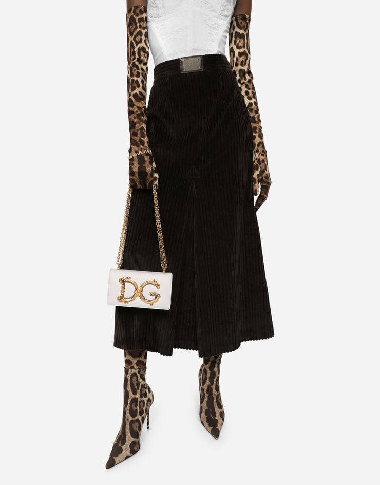 Dolce & Gabbana حقيبة الهاتف DG للبنات من جلد عجل أبيض BI1416AW070