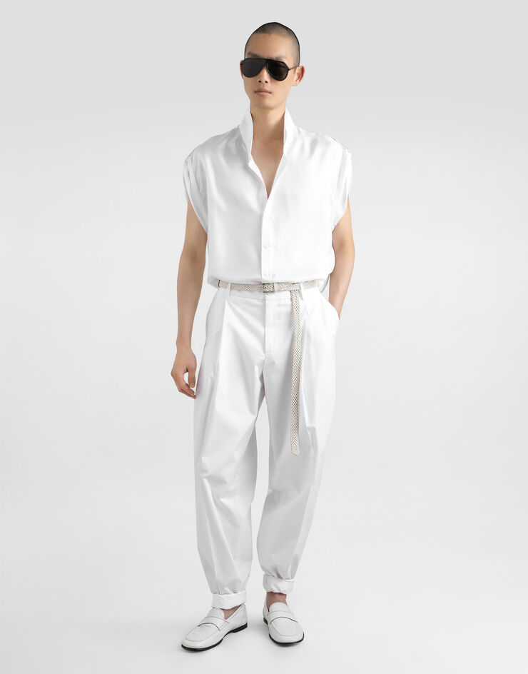 Dolce & Gabbana Camisa Hawaii en sarga de seda Blanco G5NJ4TFU10S