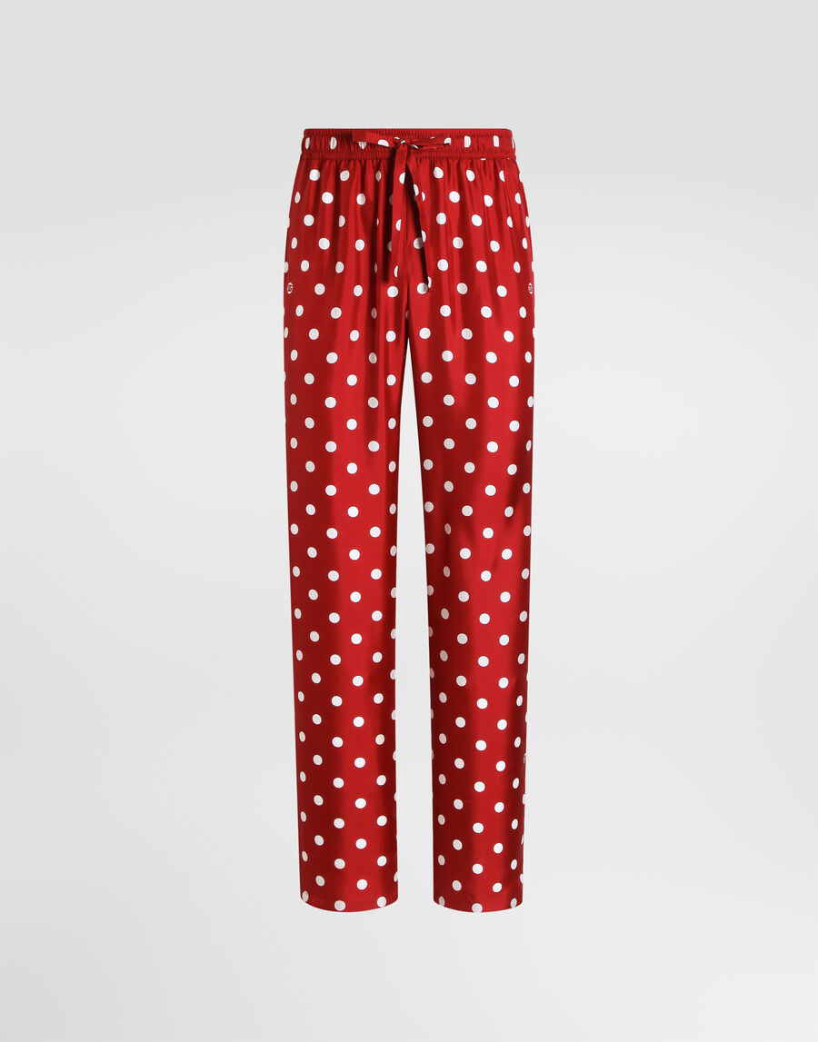 Polka dot-print Vanity silk twill trousers