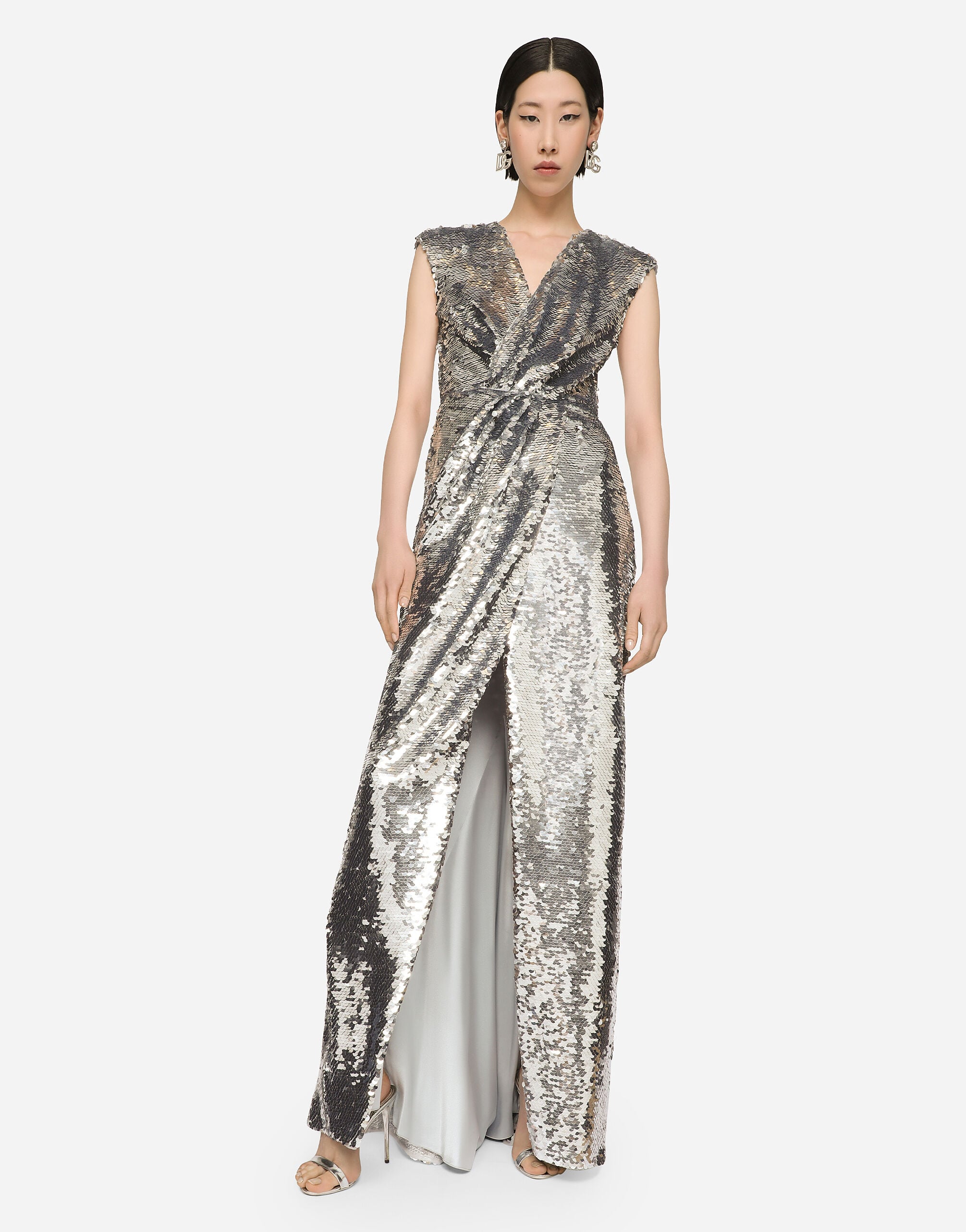 Long sequined dress with draping - thumbnail 6