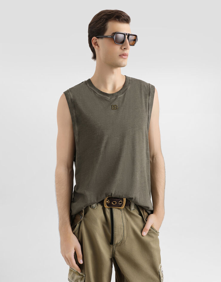 Dolce & Gabbana Cotton tank top Grey G8TE9ZG7PNS
