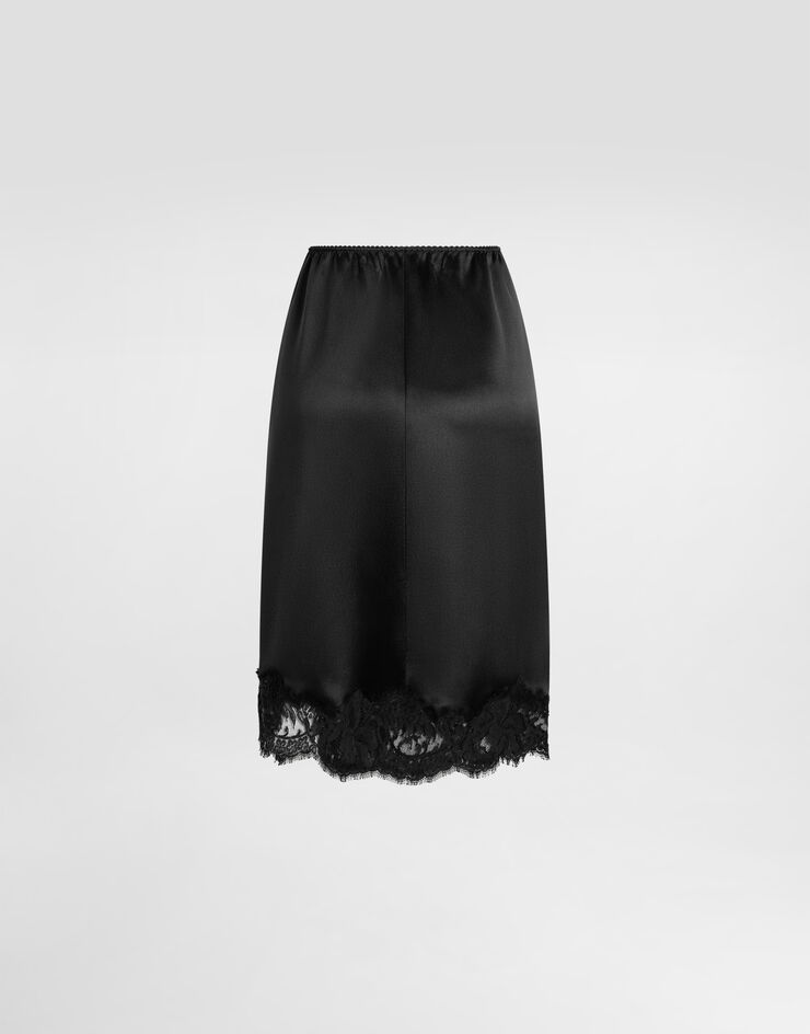 Dolce & Gabbana تنورة ميدي ساتان Black F4DASTFU1NU