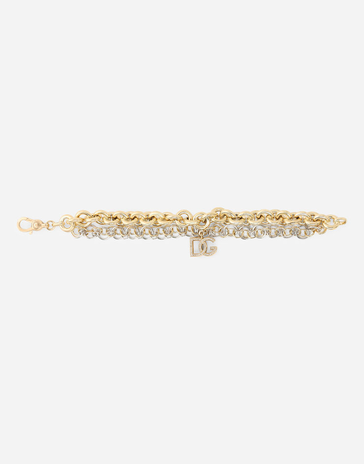 Dolce & Gabbana Bracelet Logo en or jaune et blanc 18 ct avec saphirs incolores Or Blanc / Or Jaune WBMY8GWSAPW