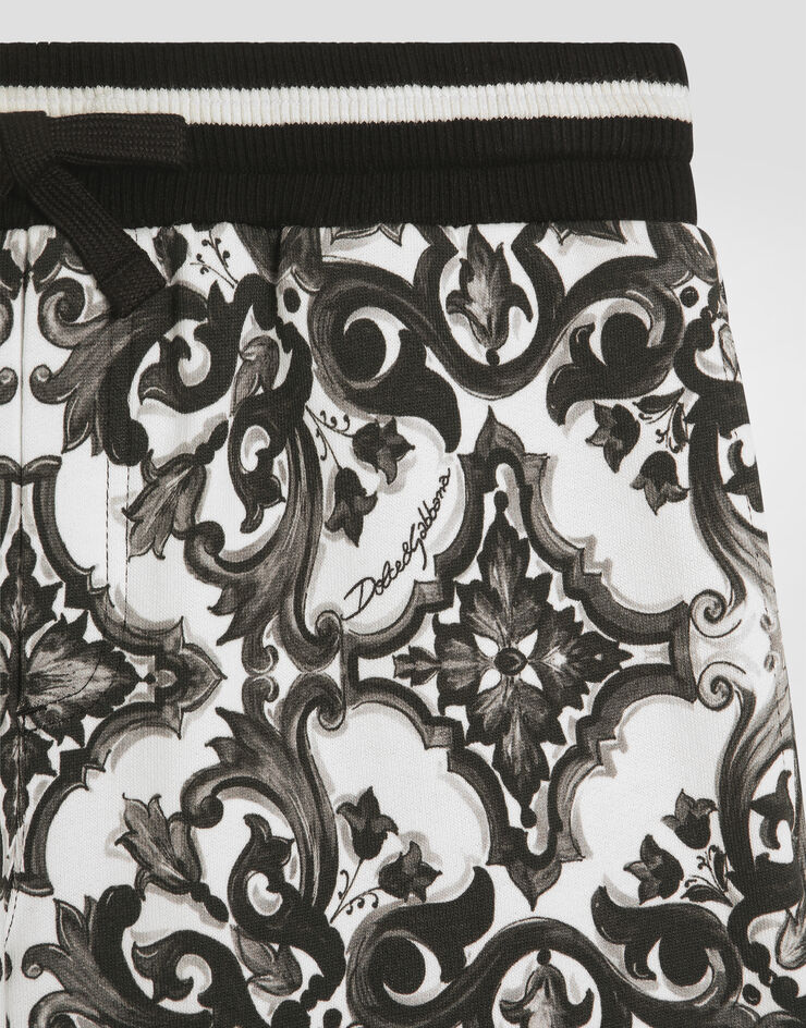 Dolce & Gabbana Bermuda en molleton à imprimé majoliques Multicolore L4JQP8II7HR