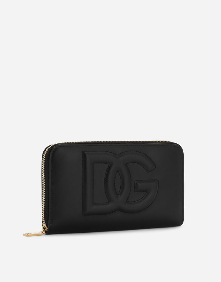 Dolce & Gabbana Portefeuille Logo DG à contour zippé en cuir de veau Noir BI0473AG081