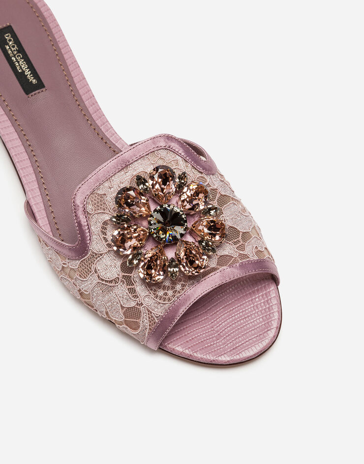 Dolce & Gabbana Lace rainbow slides with brooch detailing Blush CQ0023AG667