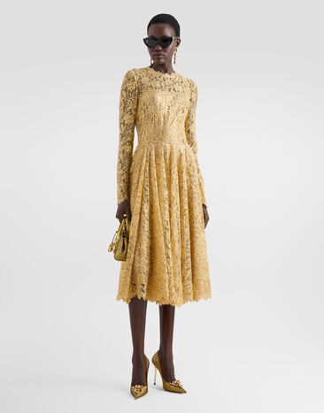 Dolce & Gabbana Lamé lace dress Gold F6TJOTILMFJ