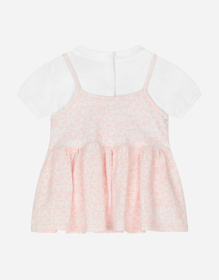 DolceGabbanaSpa Short-sleeved dress with all-over logo-print Multicolor L2JD6ZG7KT1